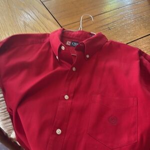 Chaps Men's Vibrant Red Casual Button Down Shirt